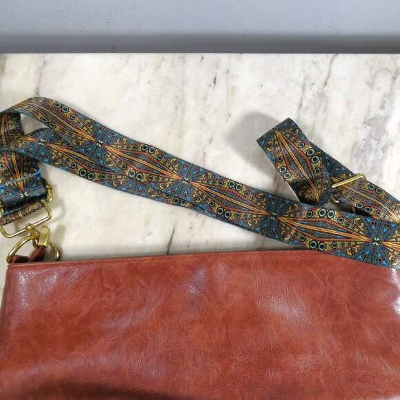 New PU Rust Bucket Bag Pocketbook with Interchangable Straps-Peacock & Sunflower - Picture 5 of 11